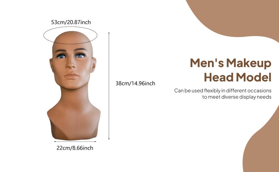 Body Jewelry Display Ideas - Male Mannequin Head Manikin Head Professional,Multifunctional,PVC