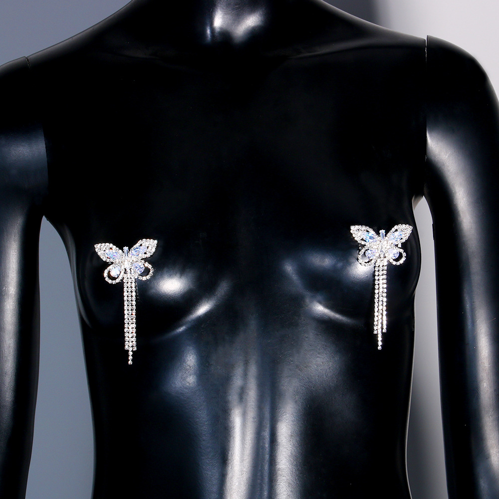 Sexy Rhinestone Butterfly Tass - огляд і ціна Body Jewelry Nipple Chain