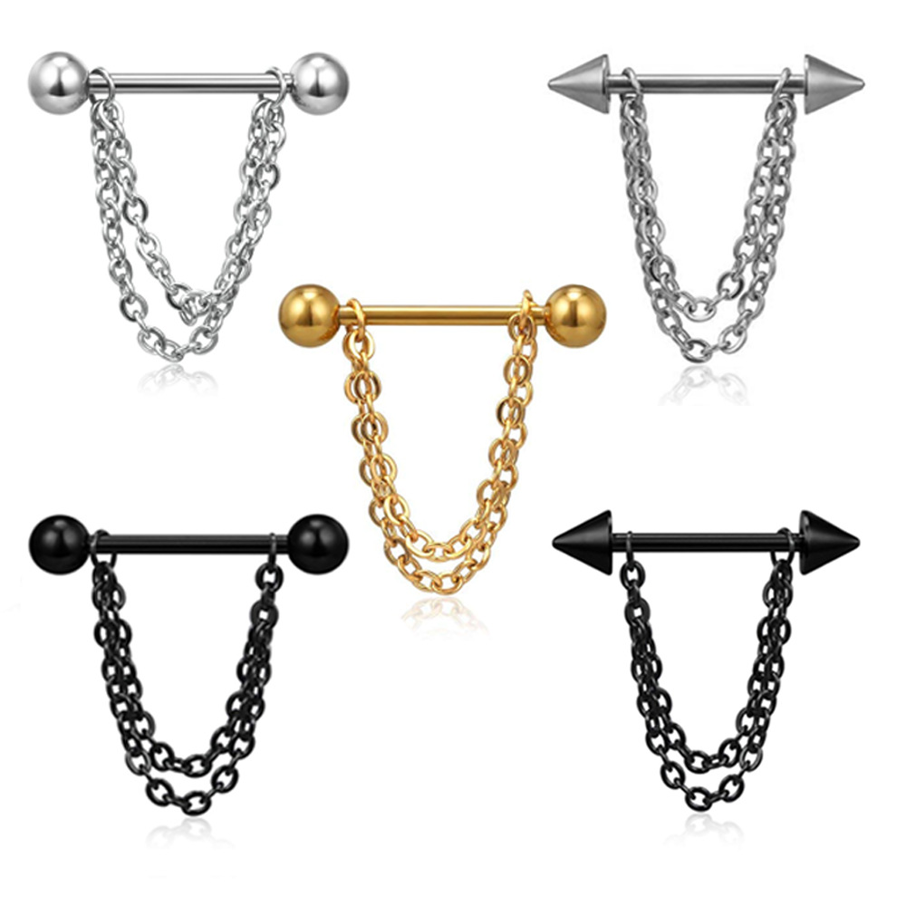 14G Black Punk Nipple Piercing - огляд і ціна Body Jewelry Nipple Chain
