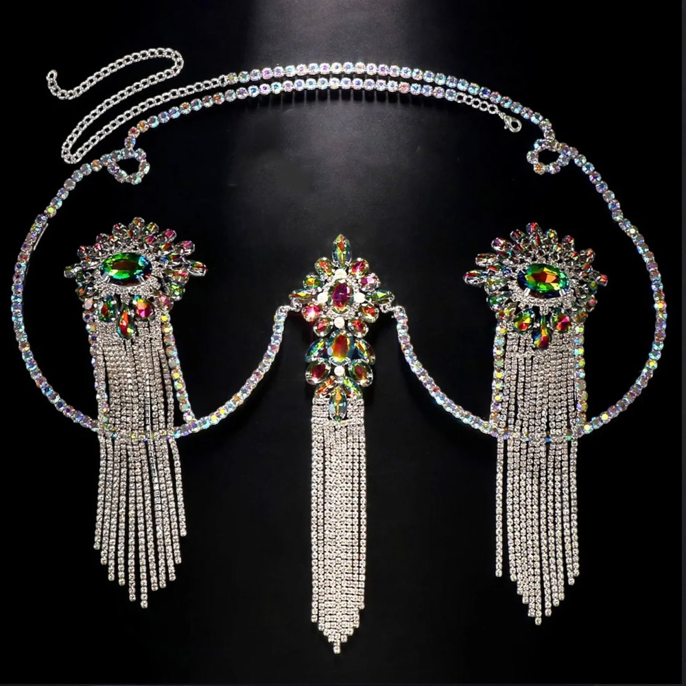 Sexy Tassel Color Crystal Ches - огляд і ціна Body Jewelry Nipple Chain