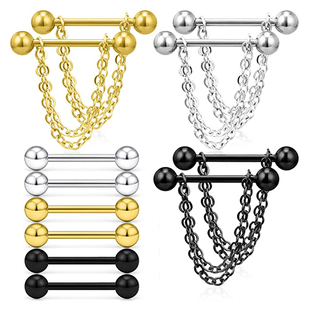 6 Pairs Nipple Rings 14G Surgi - огляд і ціна Body Jewelry Nipple Chain